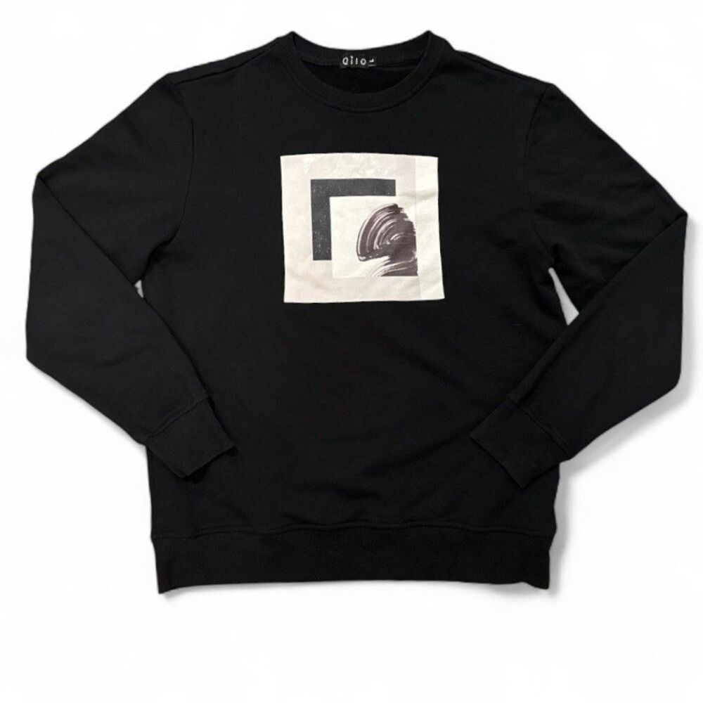 Qilo NYC Graphic Crewneck Sweatshirt Black Limited Run Urban Abstract Size L